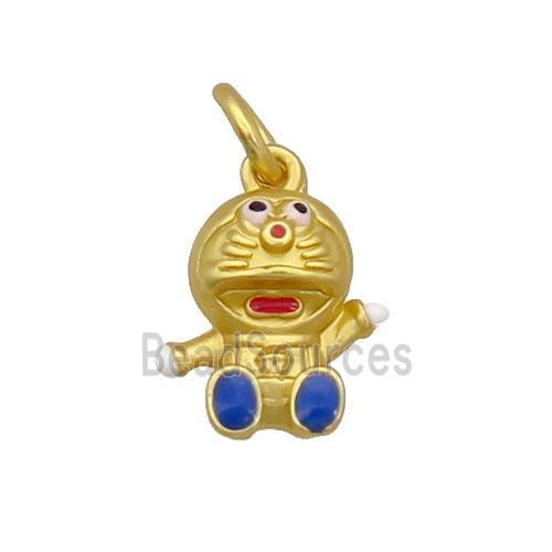 Alloy Lucky Cat Pendant Enamel Duck Gold