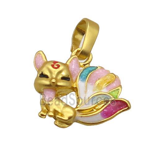 Alloy Fox Pendant Enamel Multicolor Duck Gold