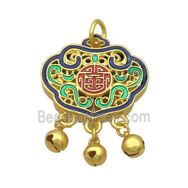 Alloy Talisman Pendant Multicolor Enamel Chinese Amulet Duck Gold