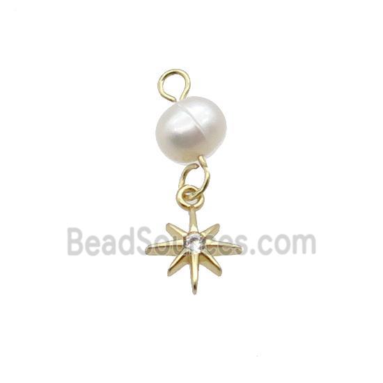 Copper Northstar Pendant With Pearl Gold Plated