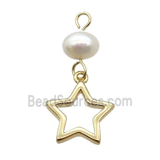 Copper Star Pendant With Pearl Gold Plated