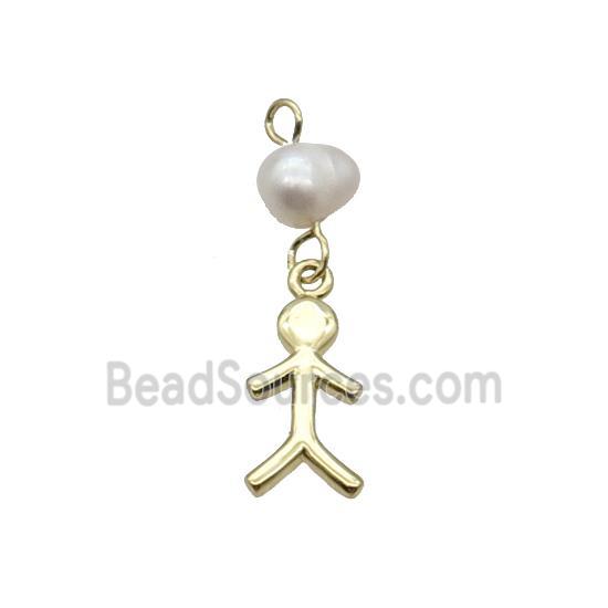 Copper Boy Kids Pendant With Pearl Gold Plated