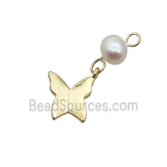 Copper Butterfly Pendant With Pearl Gold Plated