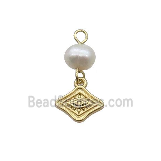 Copper Eye Pendant With Pearl Gold Plated