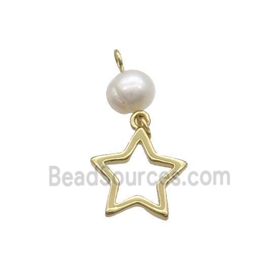 Copper Star Pendant With Pearl Gold Plated