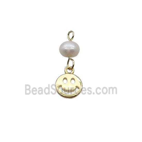 Copper Emoji Pendant With Pearl Happyface Gold Plated