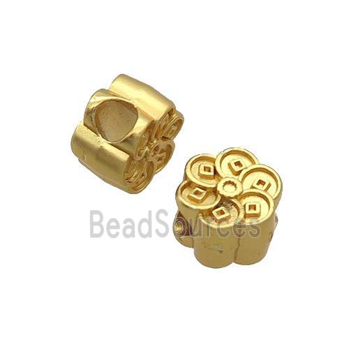 Copper Flower Beads Large Hole Unfade Gold Plated