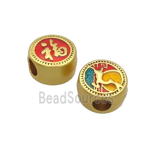 Copper Button Beads Multicolor Enamel Large Hole Unfade Gold Plated