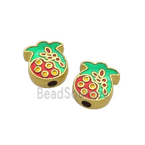 Copper Radish Beads Green Enamel Unfade Gold Plated