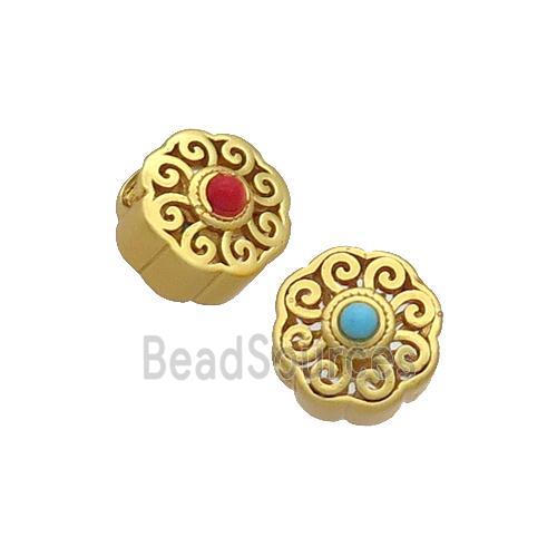 Tibetan Style Copper Beads Circle Unfade Gold Plated