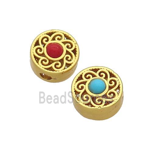 Tibetan Style Copper Beads Circle Unfade Gold Plated