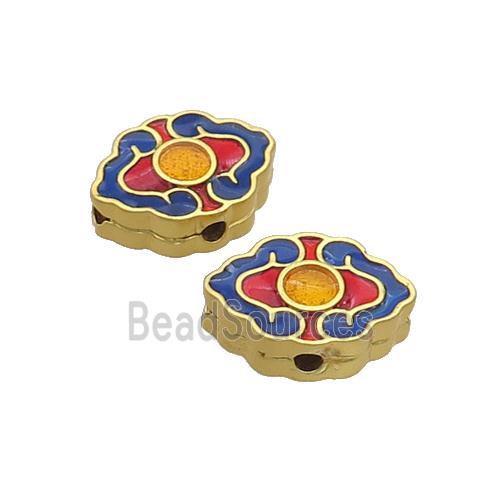 Copper Beads Enamel Gold Plated Oval