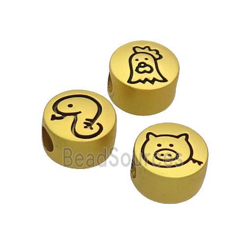 Copper Button Beads Large Hole Unfade Gold Plated