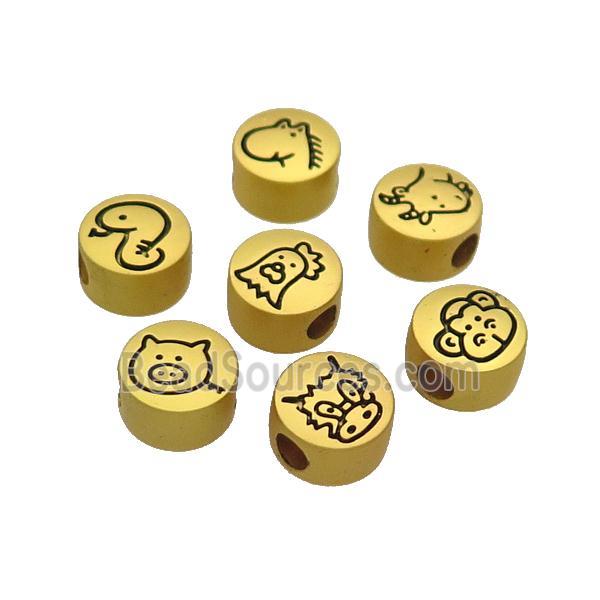 Copper Button Beads Large Hole Unfade Gold Plated