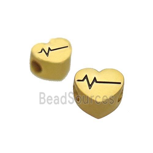 Copper Heart Beads Large Hole Unfade Gold Plated