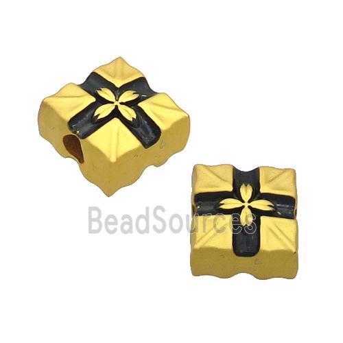 Copper Square Beads Large Hole Unfade Gold Plated