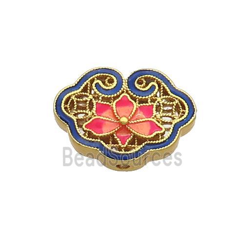 Copper Beads Flower Enamel Gold Plated