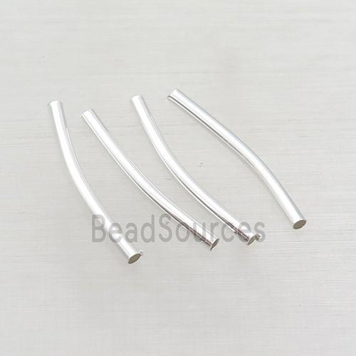 Copper Tube Beads Silver Plated