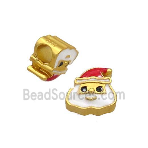 Santa Claus Charms Alloy Enamel Large Hole Gold Plated