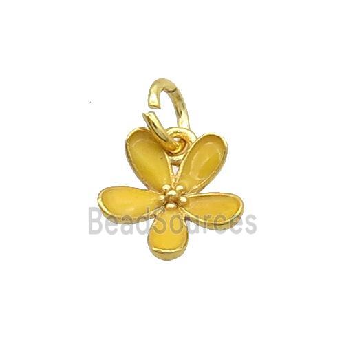 Copper Flower Pendant Yellow Enamel Gold Plated