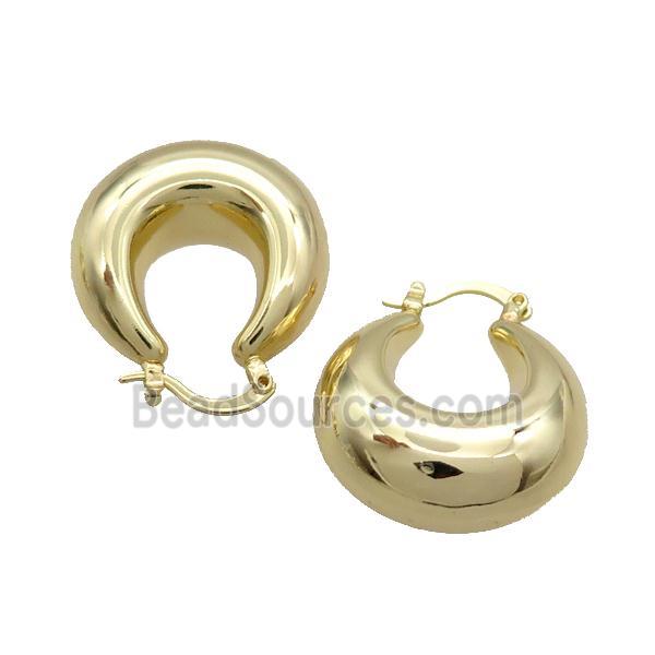 Copper Latchback Earring Polished Hollow Gold Plated