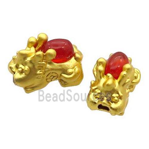 Copper Pixiu Beads Unfade Gold Plated