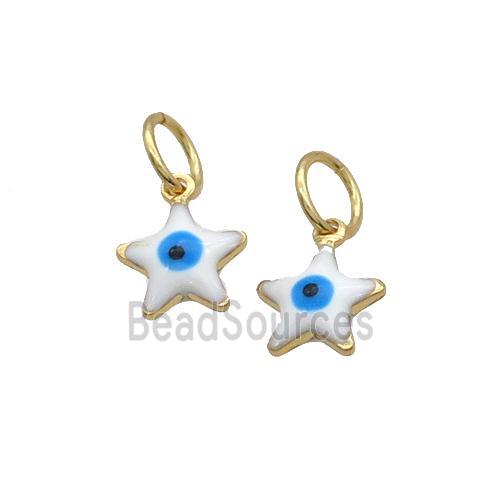 Copper Star Pendant Evil Eye White Enamel Gold Plated