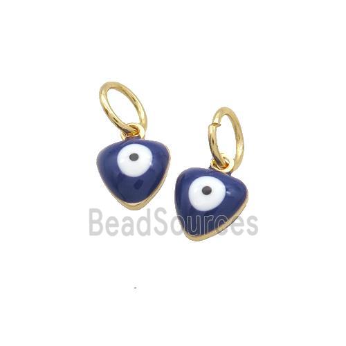 Copper Heart Pendant Eye Darkblue Enamel Gold Plated