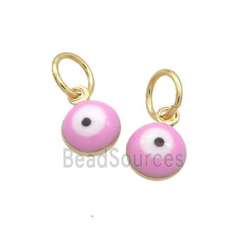 Copper Circle Pendant Eye Pink Enamel Gold Plated