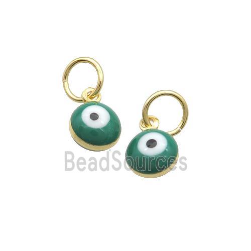 Copper Circle Pendant Eye Green Enamel Gold Plated