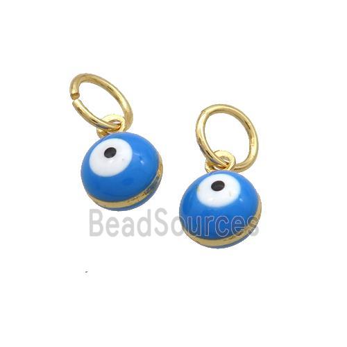 Copper Circle Pendant Eye Blue Enamel Gold Plated