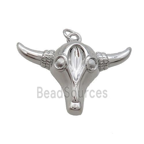 Copper Bullhead Pendant Platinum Plated