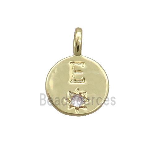 Copper Circle Pendant Pave Zircon E-letter Gold Plated