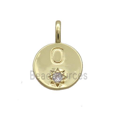 Copper Circle Pendant Pave Zircon O-letter Gold Plated