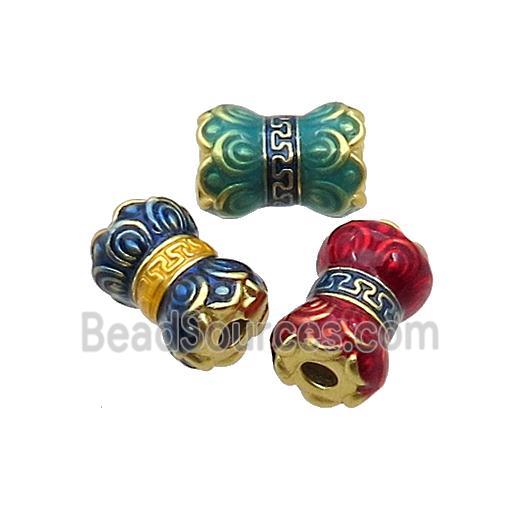 Tibetan Sytle Copper Lotus Beads Cloisonne Flower Gold Plated Mixed