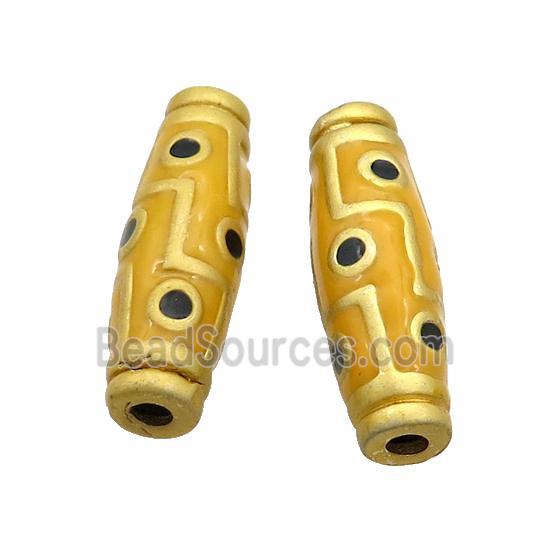 Copper Rice Beads Yellow Enamel Large Hole Gold Plated