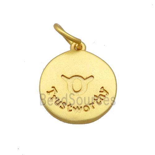 Copper Circle Pendant Zodiac Taurus 18K Gold Plated