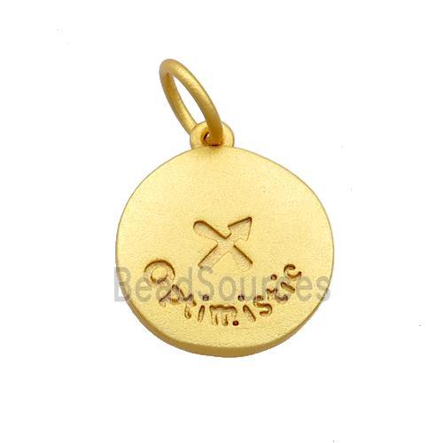 Copper Circle Pendant Zodiac Sagittarius 18K Gold Plated