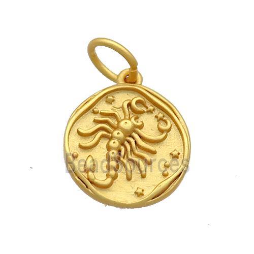 Copper Circle Pendant Zodiac Scorpio 18K Gold Plated