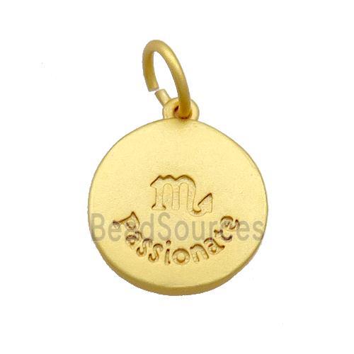 Copper Circle Pendant Zodiac Scorpio 18K Gold Plated