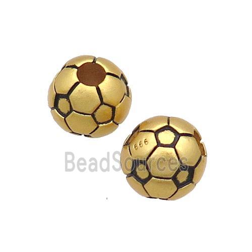 Copper Round Beads Football Sport Large Hole 18K Gold Plated