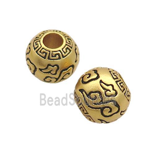 Copper Round Beads Lucky Cloud Large Hole 18K Gold Plated