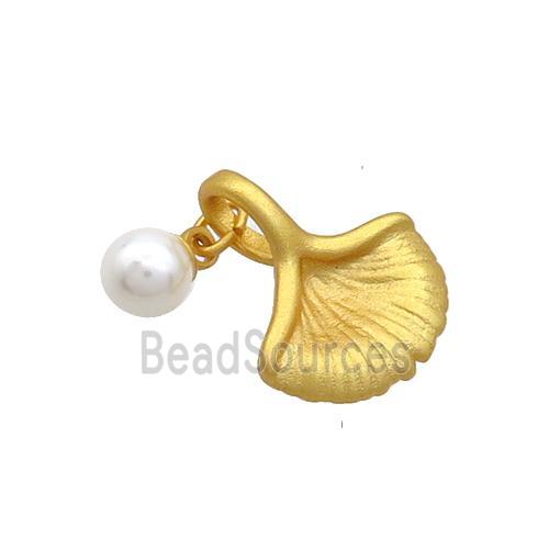 Copper Pendant Scallop Shape Pearlized Plastic 18K Gold Plated