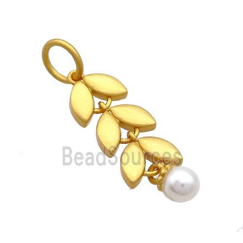 Copper Flower Pendant Pearlized Plastic 18K Gold Plated