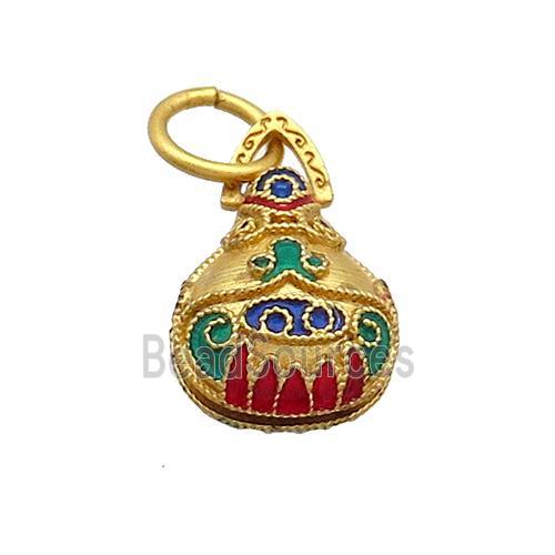 Copper Teardrop Pendant Multicolor Cloisonne 18K Gold Plated