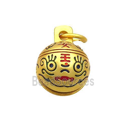 Copper Bell Pendant Enamel 18K Gold Plated