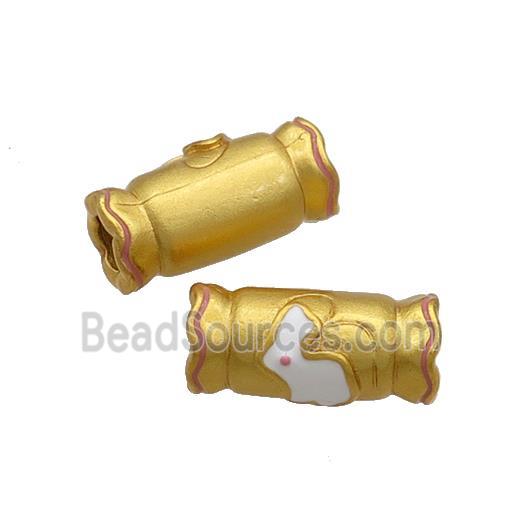 Copper Tube Beads Rabbit Large Hole 18K Gold Plated