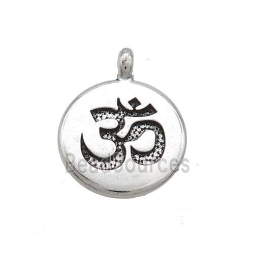 Tibetan Style Zinc OM Yoga Symbol Charms Pendant Antique Silver