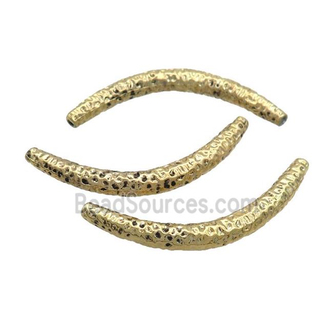 Tibetan Style Zinc Tube Beads Curved Antique Gold