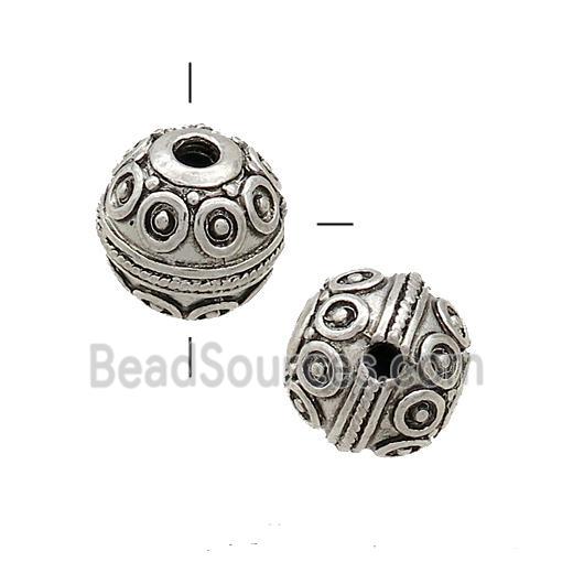 Tibetan Style Zinc Guru Beads Round THole Antique Silver